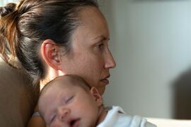 Moeder met baby, depressie na bevalling